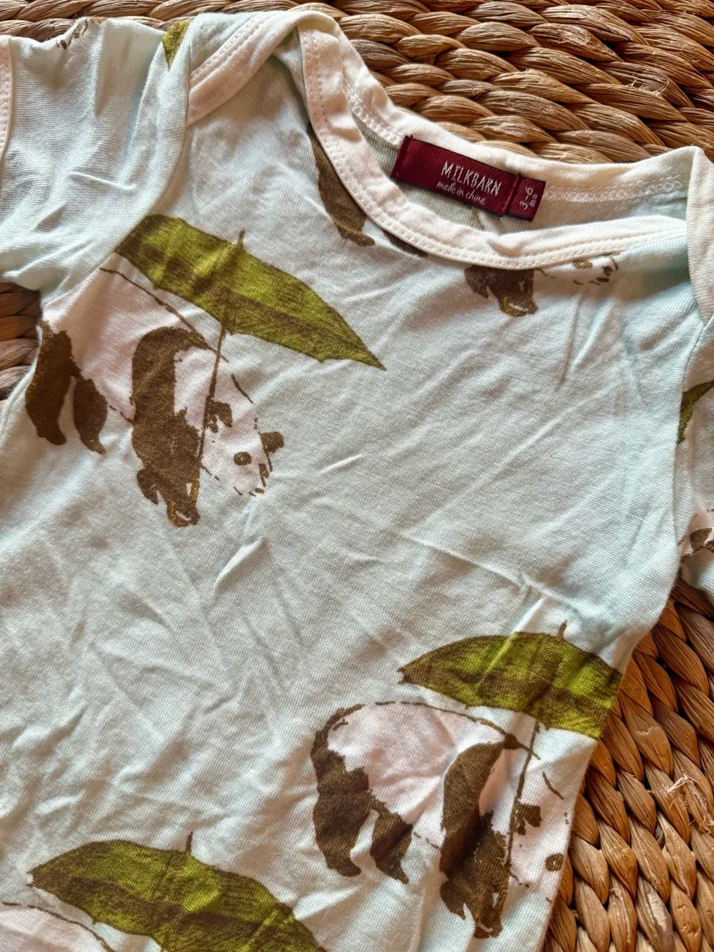 Milkbarn Bamboo Romper Panda Bear Sz 3-6 Months